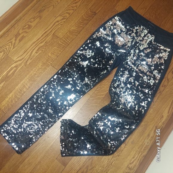 NWOT Juicy Couture 2-Tone Luxe Denim High Waisted Sparkly Sequin Jeans - Picture 3 of 14